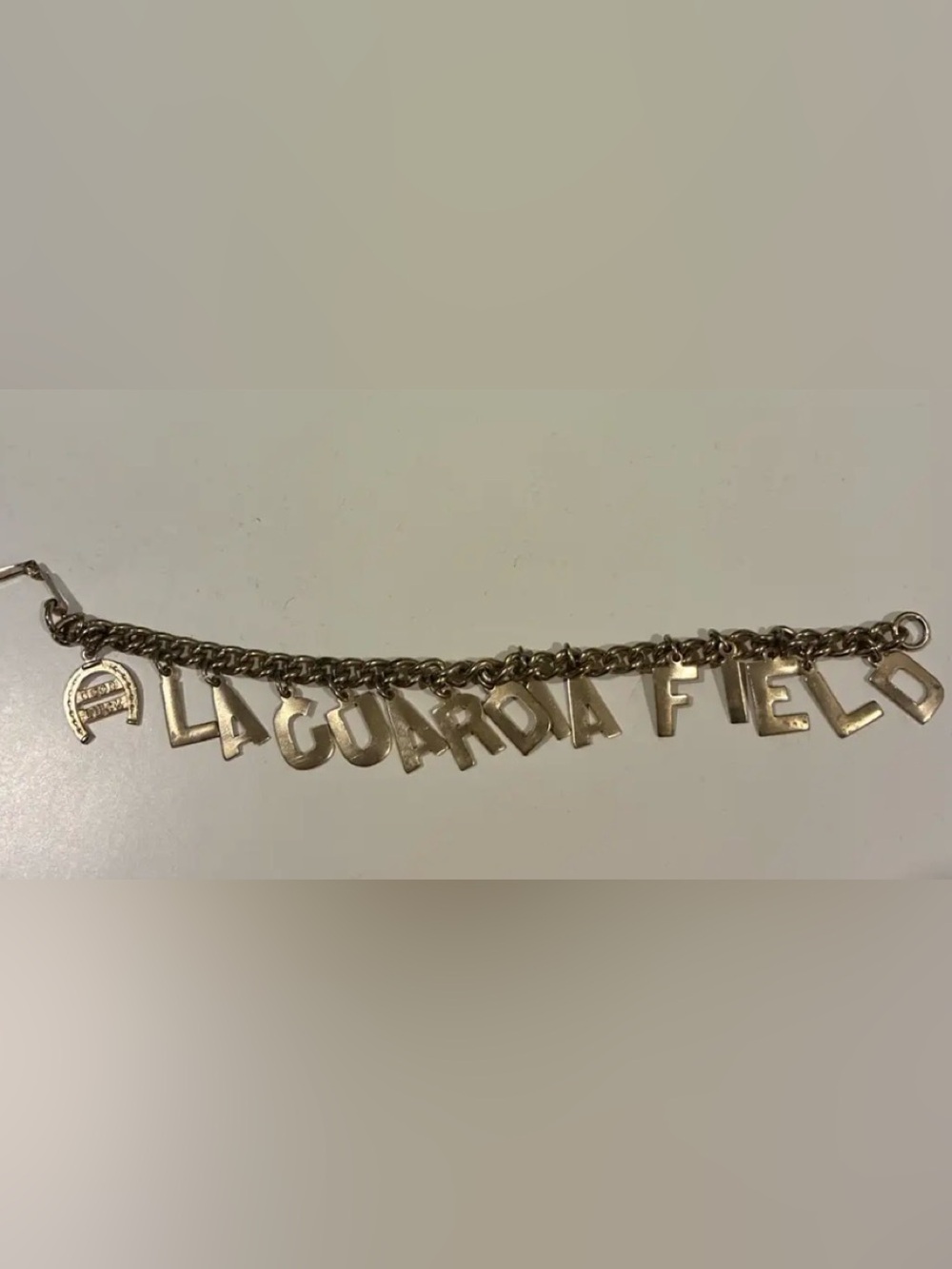 Vintage 1950’s LaGuardia Field Letter Charm Bracelet - Gold -Tone
